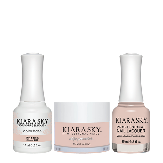 Kiara Sky 3in1 Dipping Powder + Gel Polish + Nail Lacquer, DGL 580, Spin Twirl