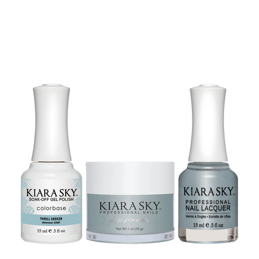 Kiara Sky 3in1 Dipping Powder + Gel Polish + Nail Lacquer, DGL 581, Thrill Seeker