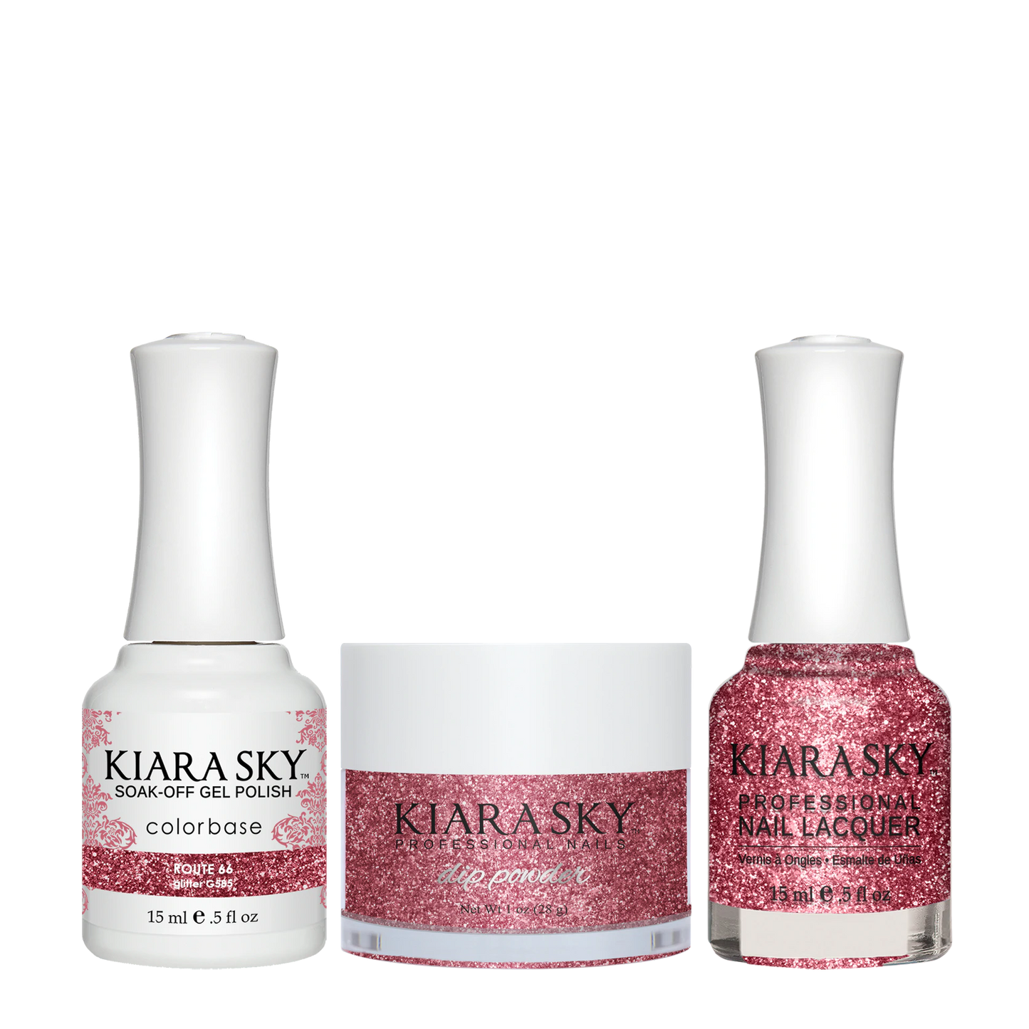 Kiara Sky 3in1 Dipping Powder + Gel Polish + Nail Lacquer, Road Trip Collection, DGL 585, Route 66