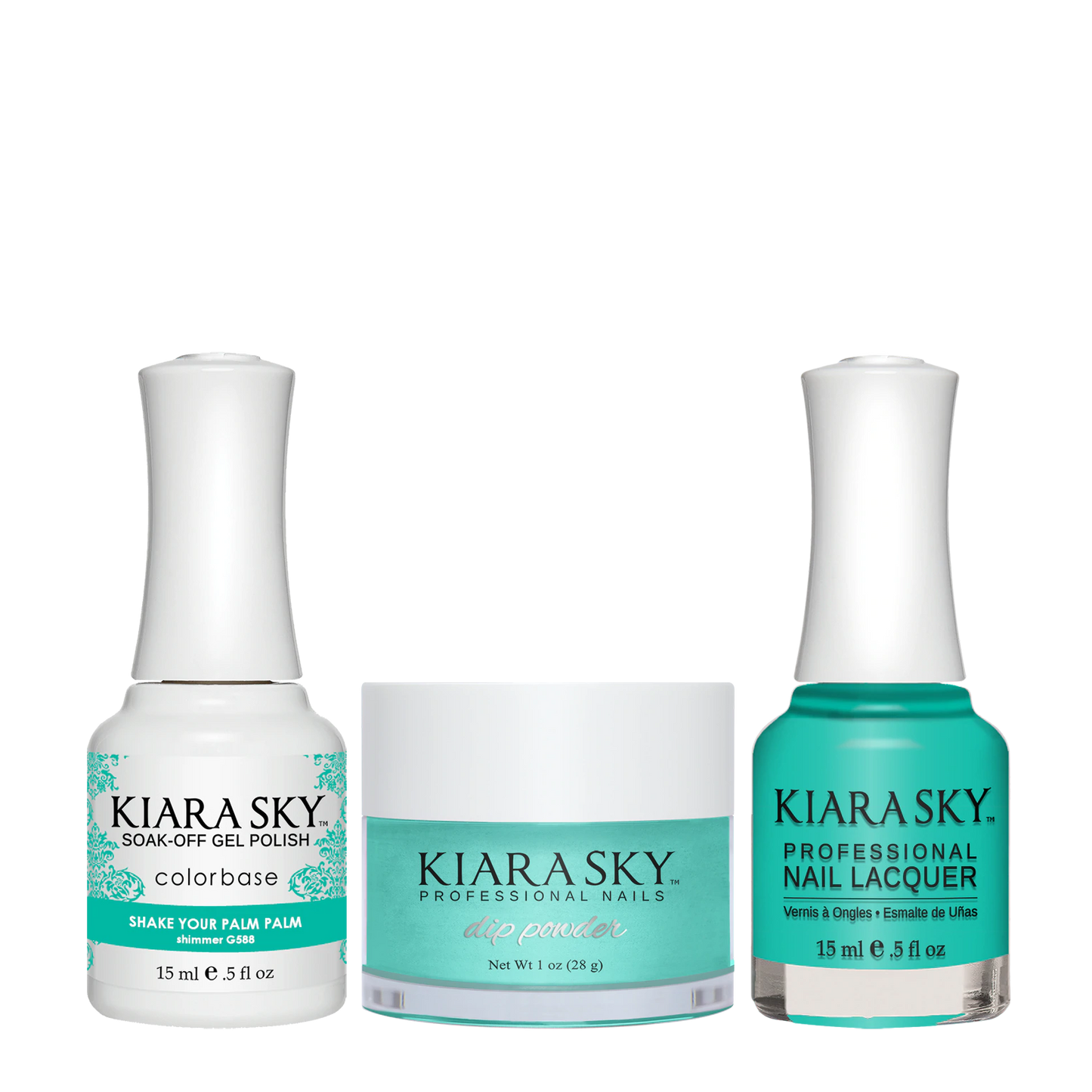 Kiara Sky 3in1 Dipping Powder + Gel Polish + Nail Lacquer, Road Trip Collection, DGL 588, Shake Your Palm Palm