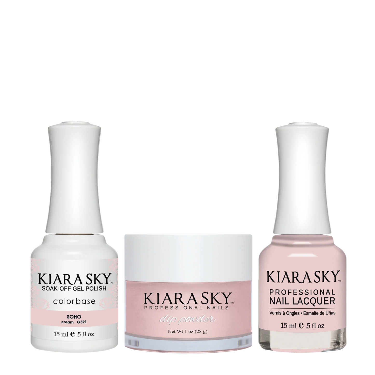 Kiara Sky 3in1 Dipping Powder + Gel Polish + Nail Lacquer, London Collection, DGL 591, Soho KK0925