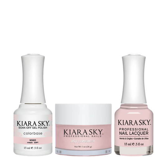 Kiara Sky 3in1 Dipping Powder + Gel Polish + Nail Lacquer, London Collection, DGL 591, Soho KK0925