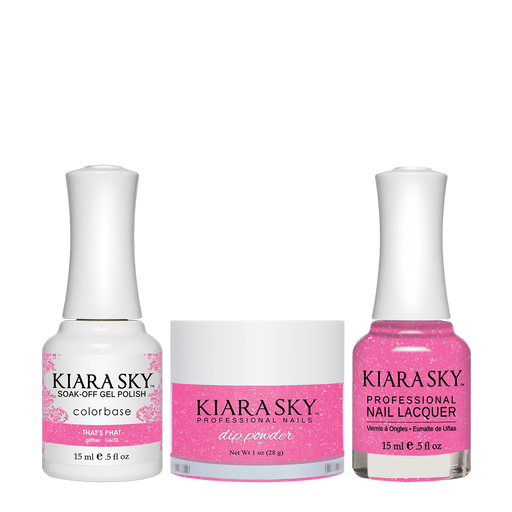 Kiara Sky 3in1 Dipping Powder + Gel Polish + Nail Lacquer, Electro Pop Collection, DGL 620, That's Phat OK1211