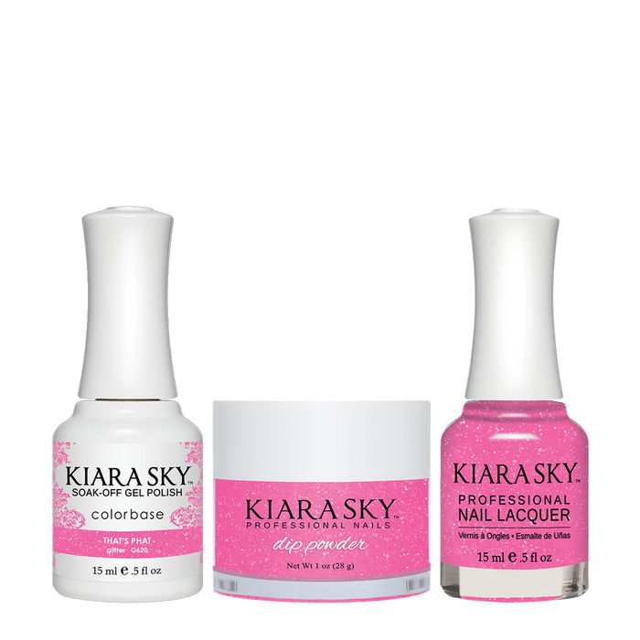 Kiara Sky 3in1 Dipping Powder + Gel Polish + Nail Lacquer, Electro Pop Collection, DGL 620, That's Phat OK1211