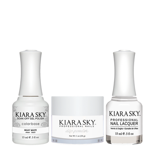 Kiara Sky 3in1 Dipping Powder + Gel Polish + Nail Lacquer, Jetsetter Collection, DGL 623, Milky White OK1009VD