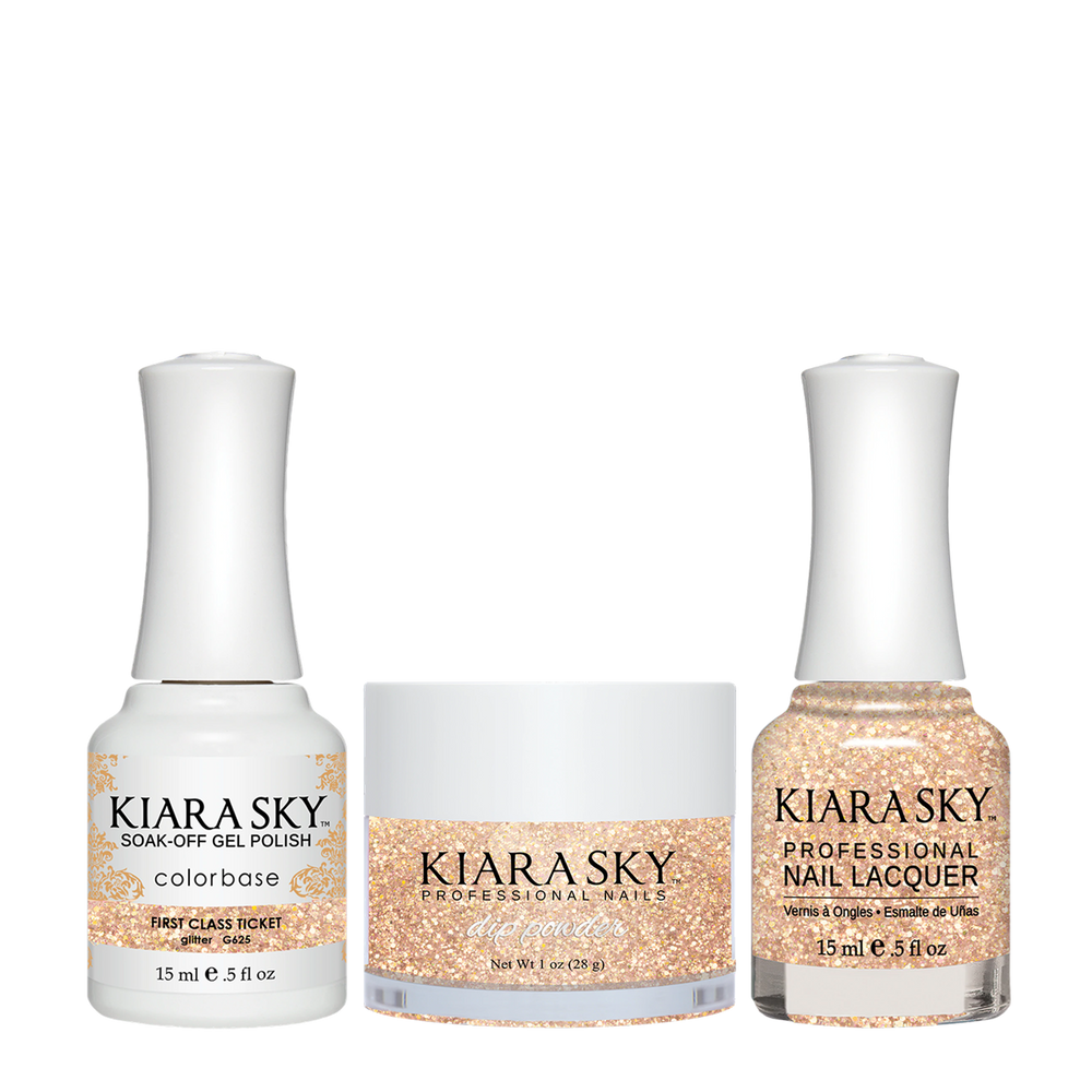 Kiara Sky 3in1 Dipping Powder + Gel Polish + Nail Lacquer, Jetsetter Collection, DGL 625, First Class Ticket OK1009VD