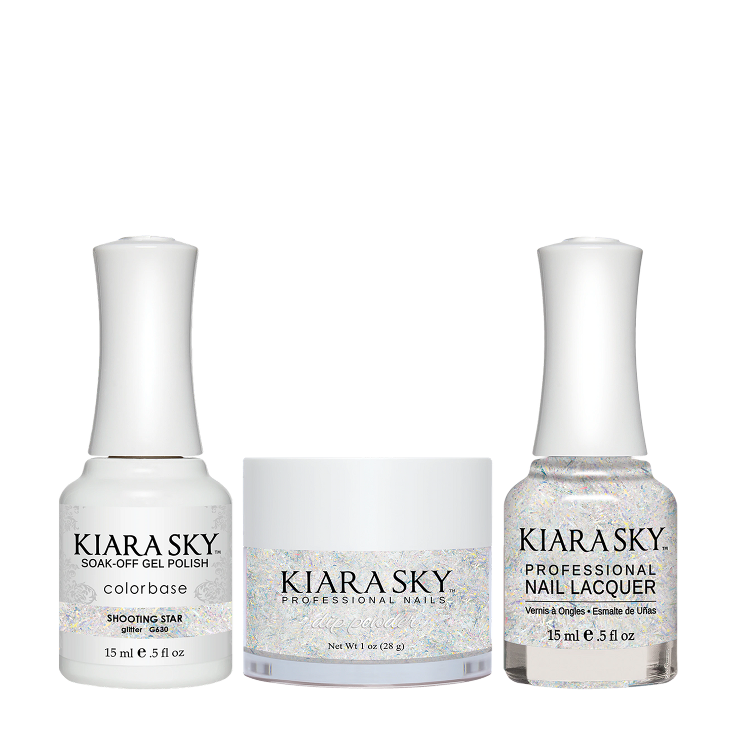 Kiara Sky 3in1 Dipping Powder + Gel Polish + Nail Lacquer, Stargazer Collection, DGL 630, Shooting Star OK1009VD