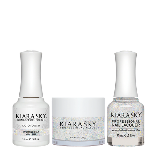 Kiara Sky 3in1 Dipping Powder + Gel Polish + Nail Lacquer, Stargazer Collection, DGL 630, Shooting Star OK1009VD