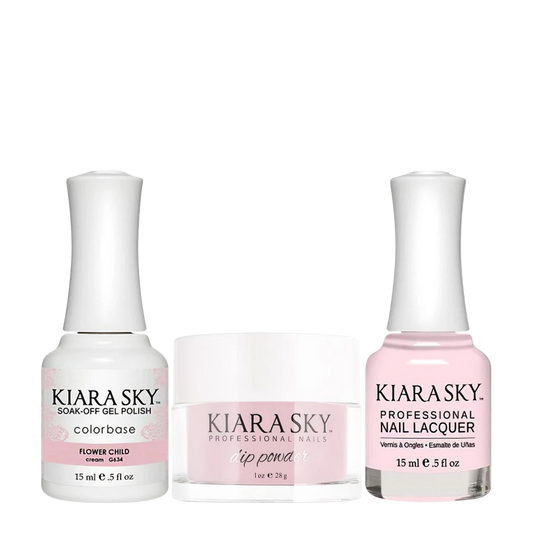 Kiara Sky 3in1 Dipping Powder + Gel Polish + Nail Lacquer, Stargazer Collection, DGL 634, Flower Child