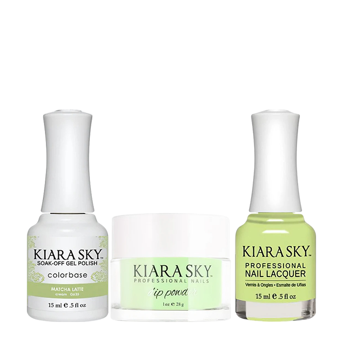 Kiara Sky 3in1 Dipping Powder + Gel Polish + Nail Lacquer, Stargazer Collection, DGL 635, Matcha Latte