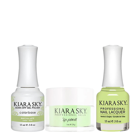 Kiara Sky 3in1 Dipping Powder + Gel Polish + Nail Lacquer, Stargazer Collection, DGL 635, Matcha Latte