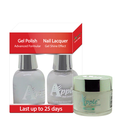 Apple 3in1 Dipping Powder + Gel Polish + Nail Lacquer, 203, Ultra White, 2oz