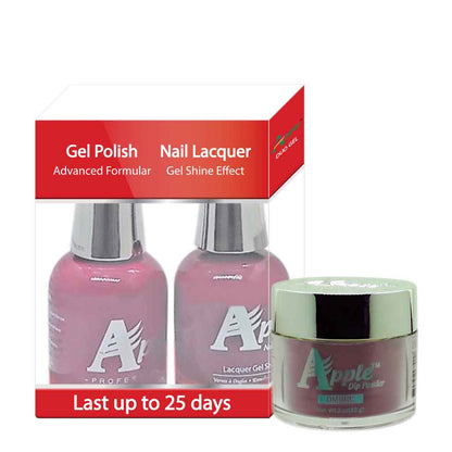 Apple 3in1 Dipping Powder + Gel Polish + Nail Lacquer, 249, Princess Pink, 2oz