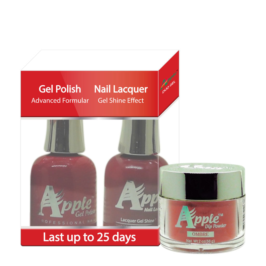 Apple 3in1 Dipping Powder + Gel Polish + Nail Lacquer, 363, Bare Red, 2oz