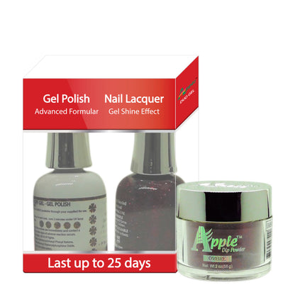 Apple 3in1 Dipping Powder + Gel Polish + Nail Lacquer, 424, Ruby Horizon, 2oz