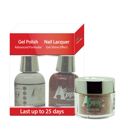 Apple 3in1 Dipping Powder + Gel Polish + Nail Lacquer, 425, Red Starlight, 2oz