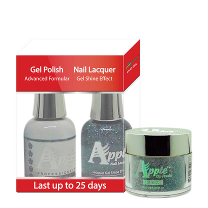 Apple 3in1 Dipping Powder + Gel Polish + Nail Lacquer, 445, Atlantic Sky, 2oz