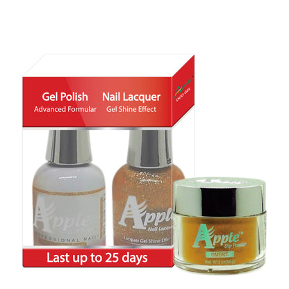 Apple 3in1 Dipping Powder + Gel Polish + Nail Lacquer, 496, He We Gold, 2oz