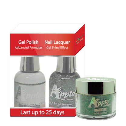 Apple 3in1 Dipping Powder + Gel Polish + Nail Lacquer, 546, Green To Remember, 2oz