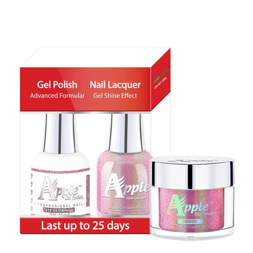 Apple 3in1 Dipping Powder + Gel Polish + Nail Lacquer, 5G Collection, 418, Icy Flamingo KK0920