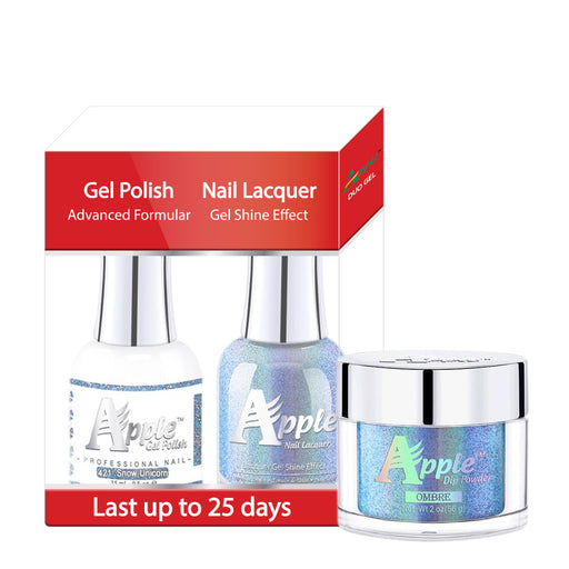 Apple 3in1 Dipping Powder + Gel Polish + Nail Lacquer, 5G Collection, 421, Snow Unicon KK0920