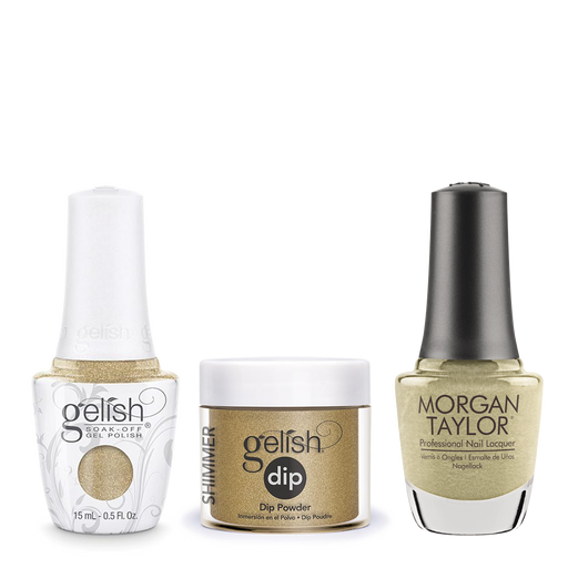 Gelish 3in1 Dipping Powder + Gel Polish + Nail Lacquer, Give Me Gold, 075