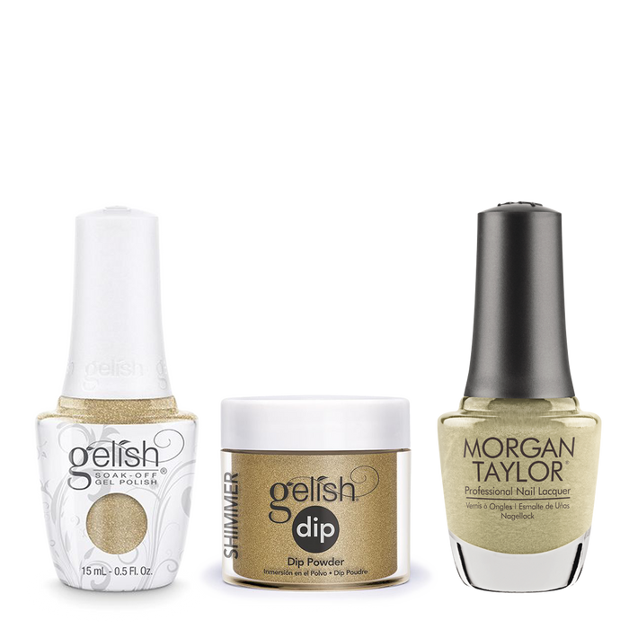 Gelish 3in1 Dipping Powder + Gel Polish + Nail Lacquer, Give Me Gold, 075