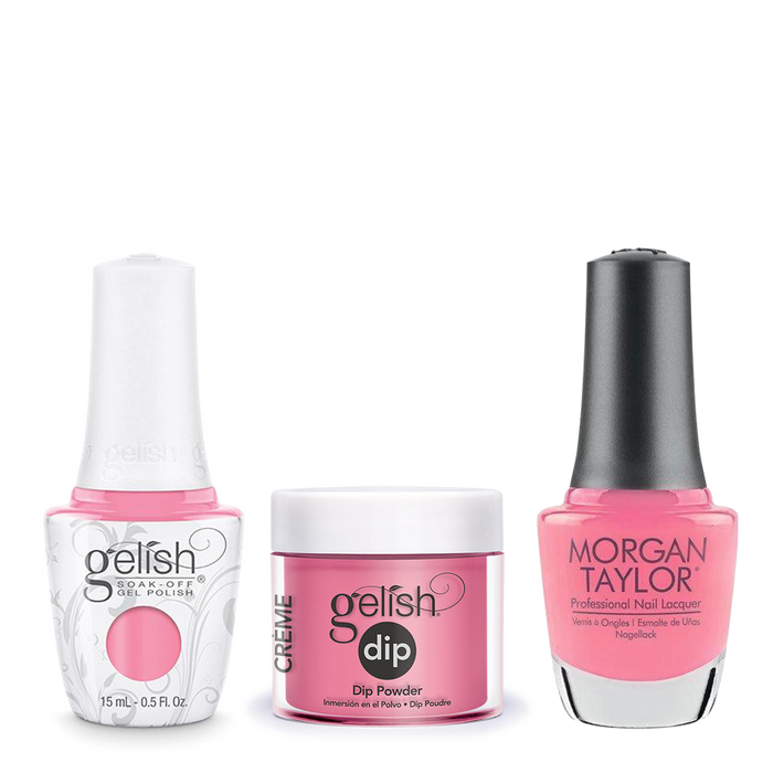 Gelish 3in1 Dipping Powder + Gel Polish + Nail Lacquer, Make You Blink Pink, 916