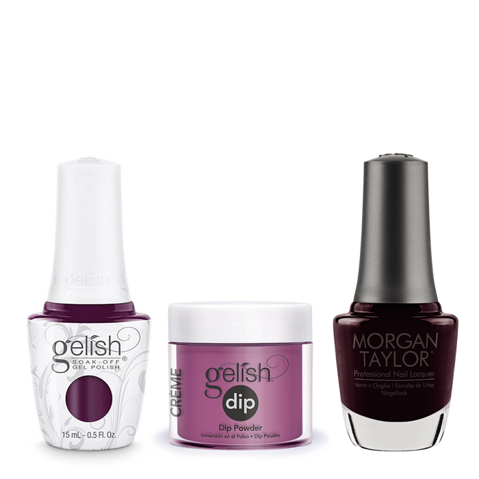 Gelish 3in1 Dipping Powder + Gel Polish + Nail Lacquer, Plum And Done, 866