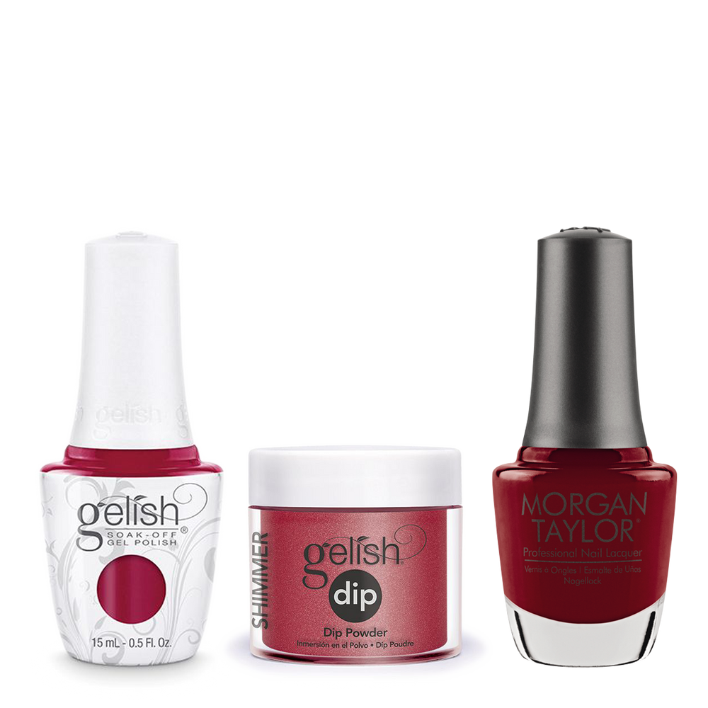 Gelish 3in1 Dipping Powder + Gel Polish + Nail Lacquer, Ruby Two-Shoes, 189