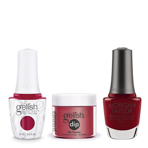 Gelish 3in1 Dipping Powder + Gel Polish + Nail Lacquer, Ruby Two-Shoes, 189
