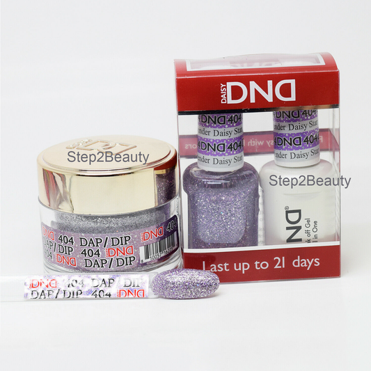 DND 3in1 Acrylic/Dipping Powder + Gel Polish + Nail Lacquer, 404, Lavender Daily Star