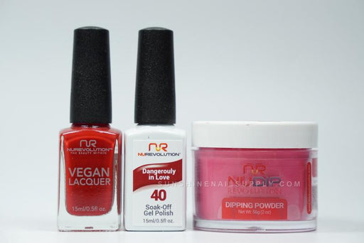 NuRevolution 3in1 Dipping Powder + Gel Polish + Nail Lacquer, 040, Dangerouly In Love OK1129
