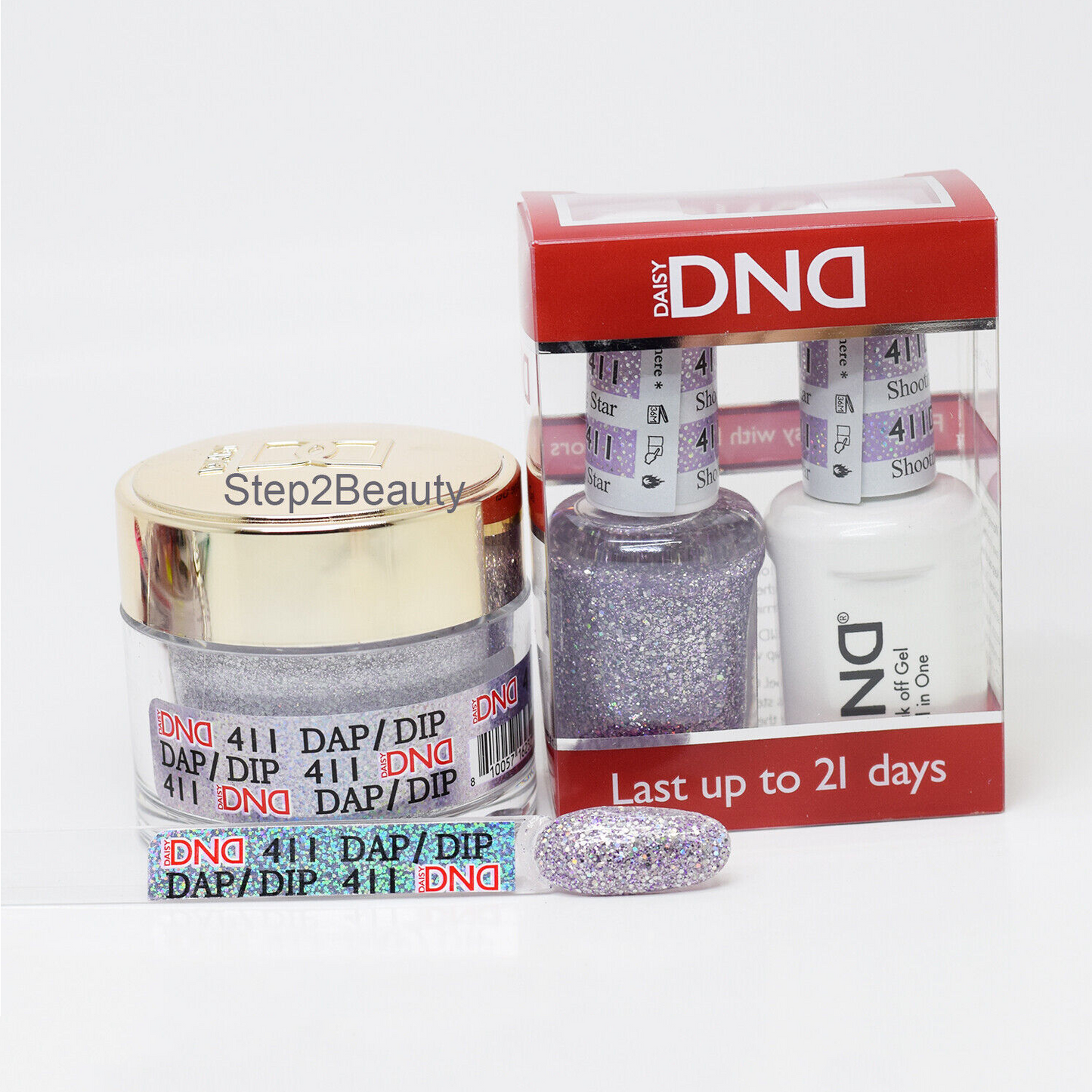 DND 3in1 Acrylic/Dipping Powder + Gel Polish + Nail Lacquer, 411, Shooting Star