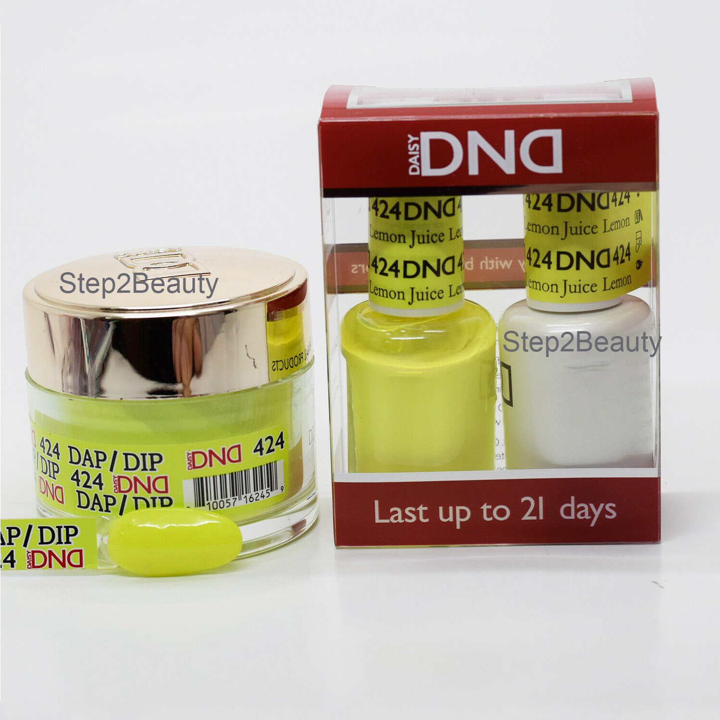 DND 3in1 Acrylic/Dipping Powder + Gel Polish + Nail Lacquer, 424, Lemon Juice