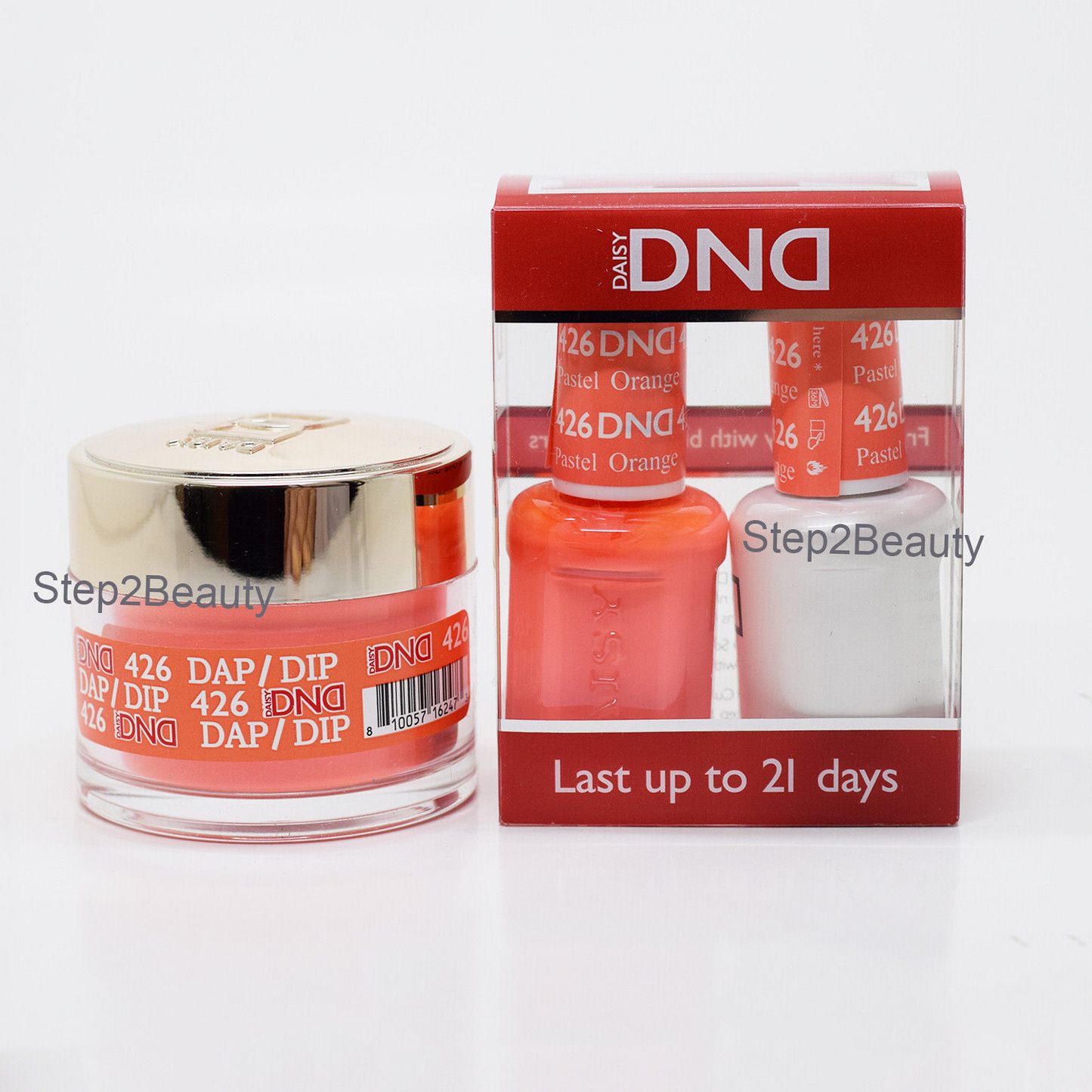 DND 3in1 Acrylic/Dipping Powder + Gel Polish + Nail Lacquer, 426, Pastel Orange