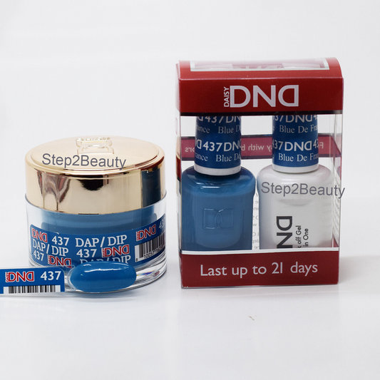 DND 3in1 Acrylic/Dipping Powder + Gel Polish + Nail Lacquer, 437, Blue De France