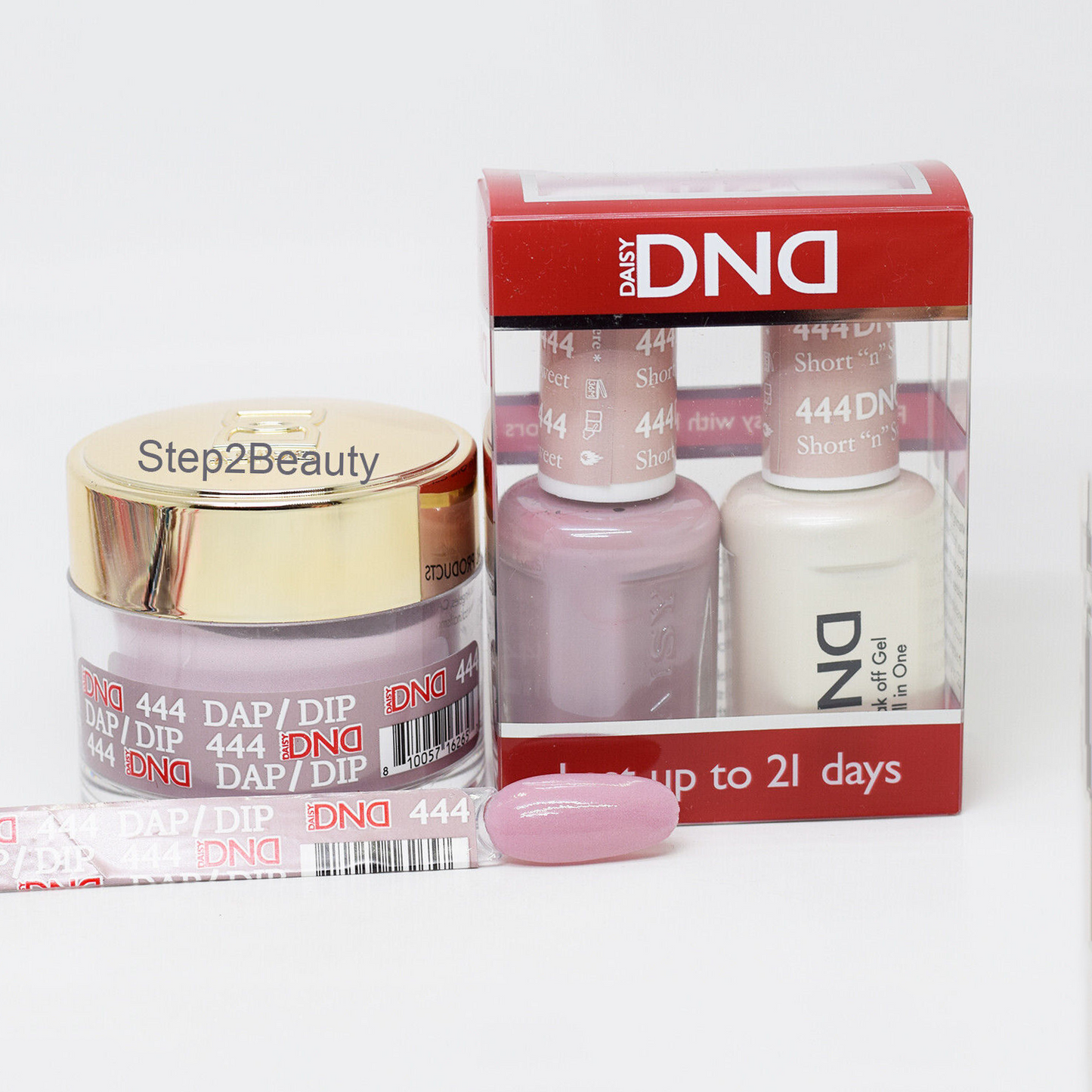 DND 3in1 Acrylic/Dipping Powder + Gel Polish + Nail Lacquer, 444, Short 'N' Sweet