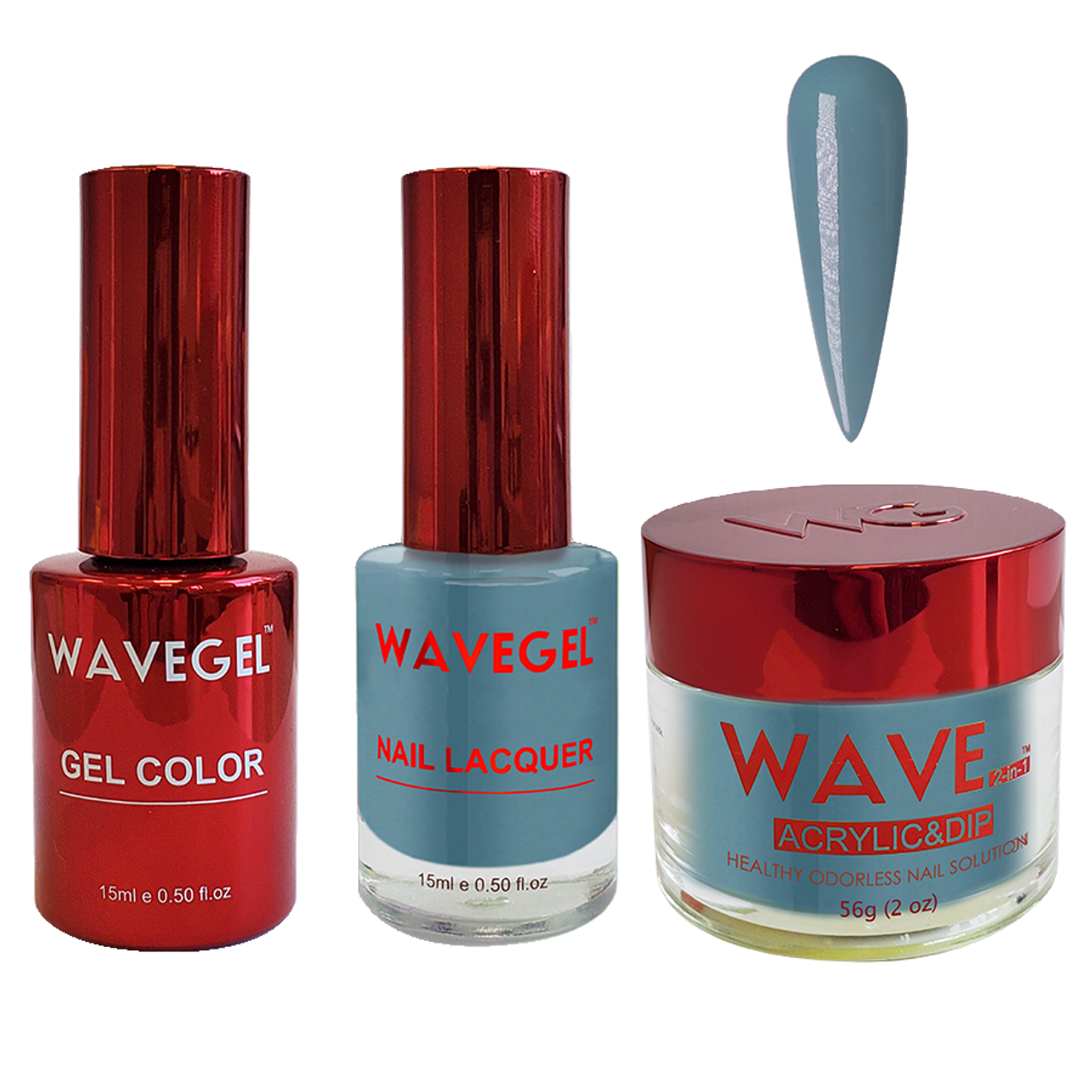 Wave Gel 4in1 Dipping Powder + Gel Polish + Nail Lacquer, QUEEN Collection, 044, Denim on Demin