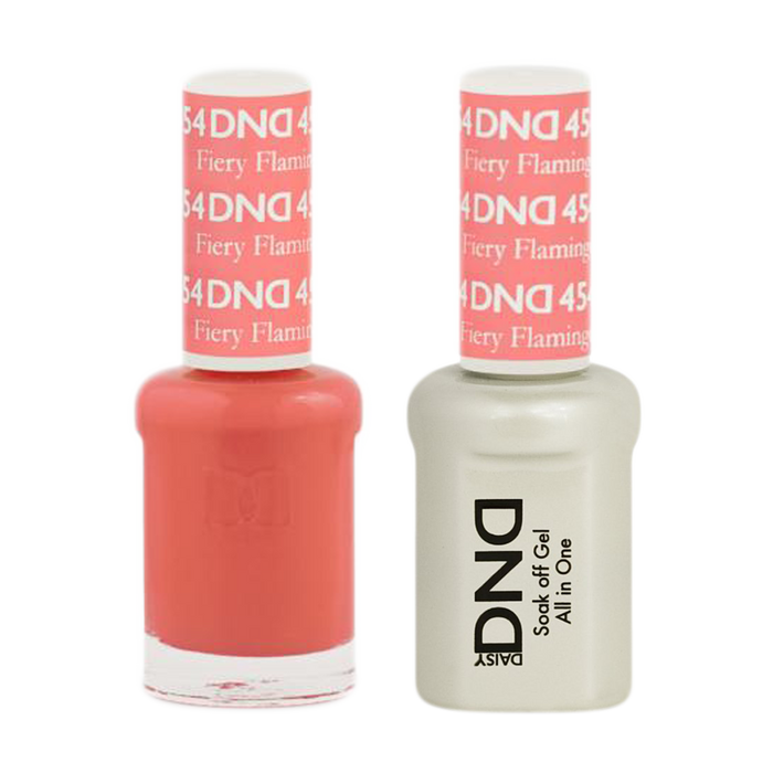 DND Nail Lacquer And Gel Polish, 454, Fiery Flamingo, 0.5oz MY0924