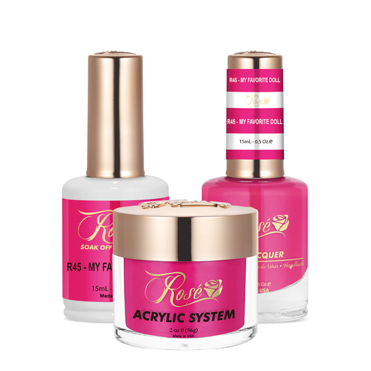 Rose 3in1 Acrylic/Dipping Powder + Gel Polish + Nail Lacquer, 045, My Favorite Doll