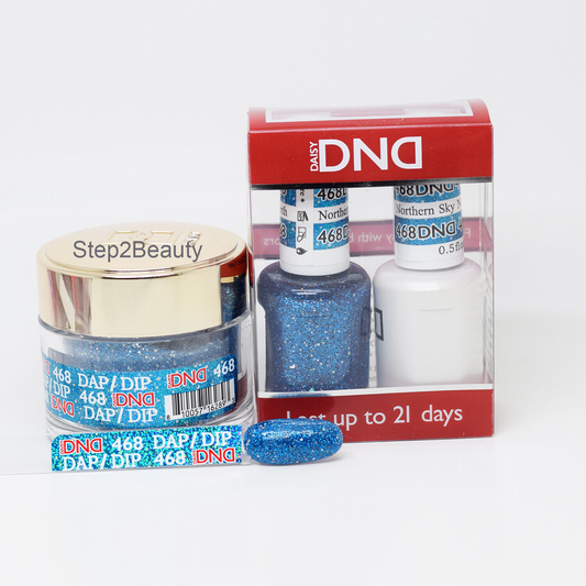 DND 3in1 Acrylic/Dipping Powder + Gel Polish + Nail Lacquer, 468, Northern Sky