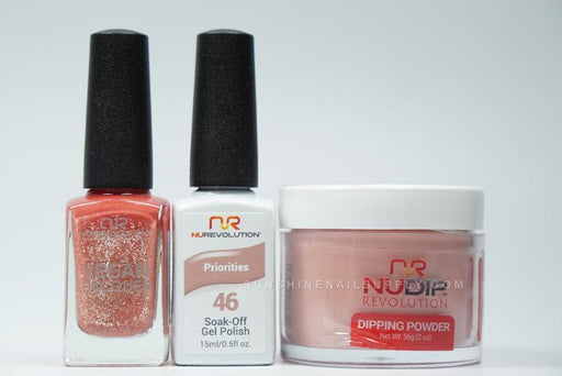 NuRevolution 3in1 Dipping Powder + Gel Polish + Nail Lacquer, 046, Priorities OK1129
