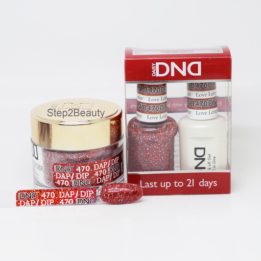 DND 3in1 Acrylic/Dipping Powder + Gel Polish + Nail Lacquer, 470, Love Letter