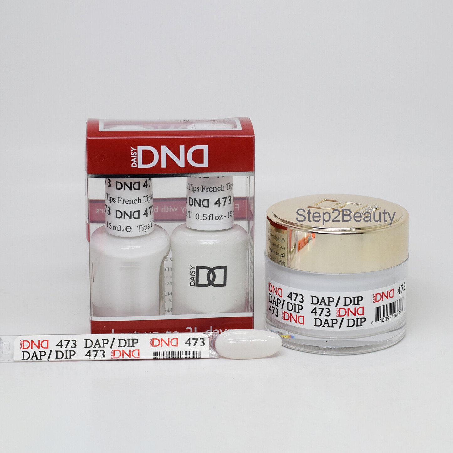 DND 3in1 Acrylic/Dipping Powder + Gel Polish + Nail Lacquer, 473, French Tip