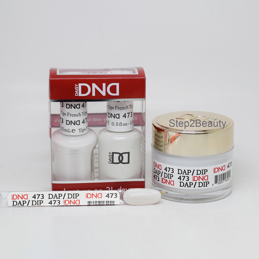 DND 3in1 Acrylic/Dipping Powder + Gel Polish + Nail Lacquer, 473, French Tip