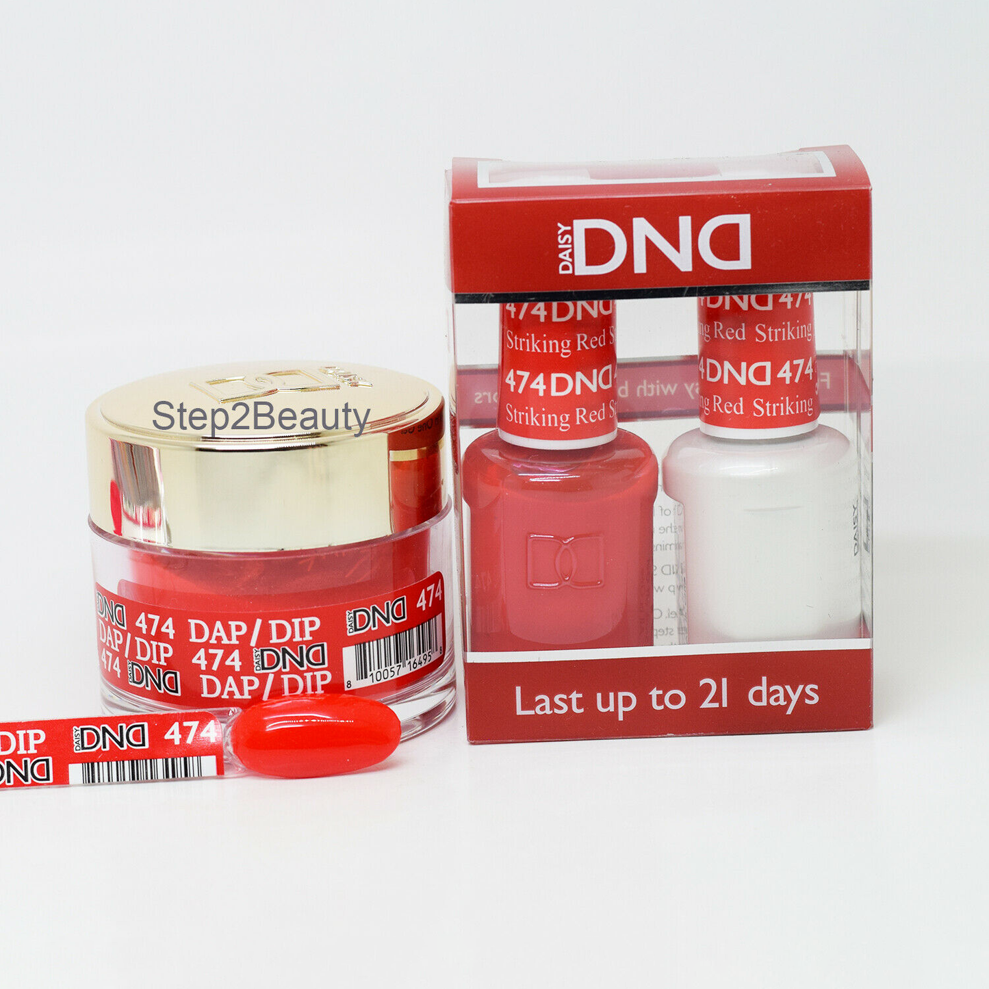 DND 3in1 Acrylic/Dipping Powder + Gel Polish + Nail Lacquer, 474, Striking Red