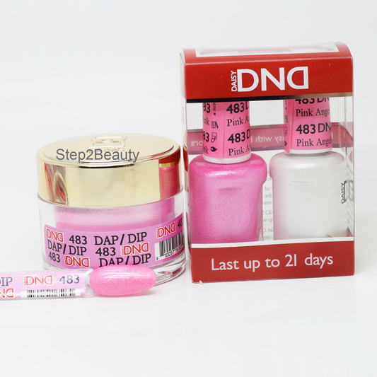 DND 3in1 Acrylic/Dipping Powder + Gel Polish + Nail Lacquer, 483, Pink Angel