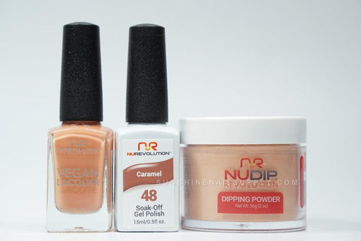 NuRevolution 3in1 Dipping Powder + Gel Polish + Nail Lacquer, 048, Caramel OK1129