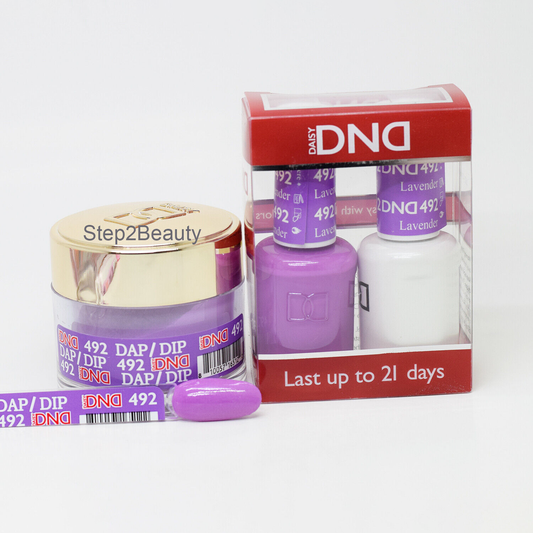 DND 3in1 Acrylic/Dipping Powder + Gel Polish + Nail Lacquer, 492, Lavender Prophet